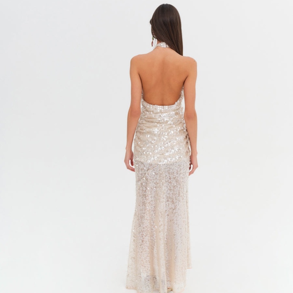 $349 NWT Nude For Love And Lemons “Sydney” Sequin Maxi Dress Sz X-Large - Picture 3 of 15